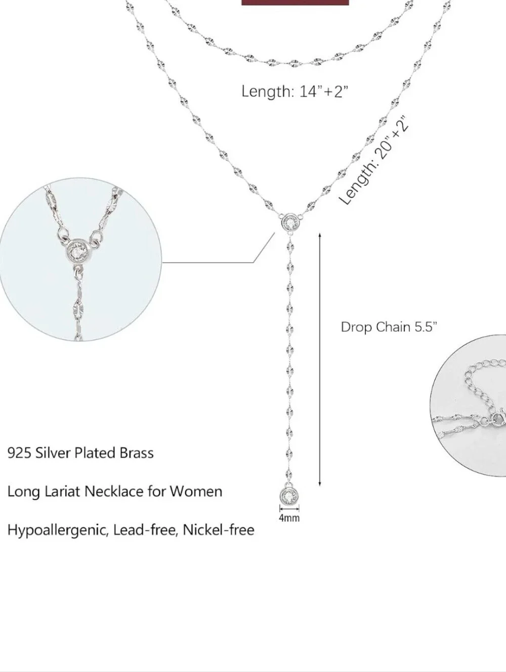 Silver Y-Drop Layered Necklace - Elegant Women Jewelry